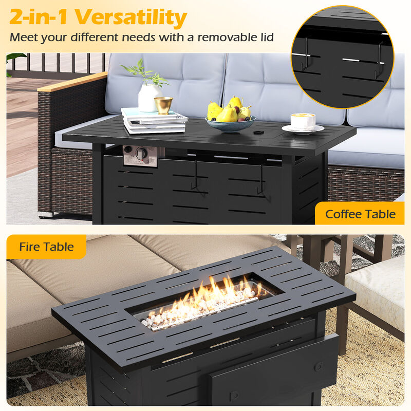 Rectangle Propane Gas Fire Table with Lava Rocks for Outdoor Use image number 7