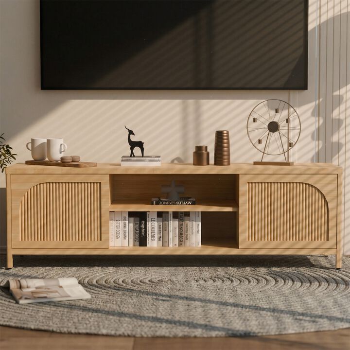 Modern Wood TV cabinet with Open Shelf for Living Room