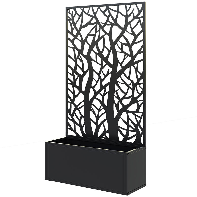 Hivvago Metal Garden Bed with Trellis for Climbing Plants, Freestanding or Wall Mounted Planter image number 0