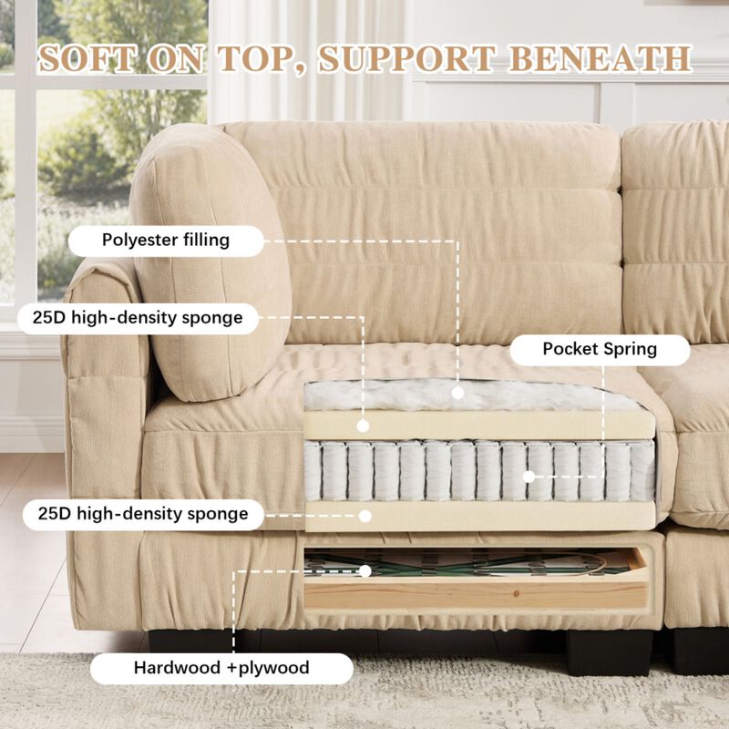 Fukwis Chenille Ruched Modular Sectional Sofa image number 3