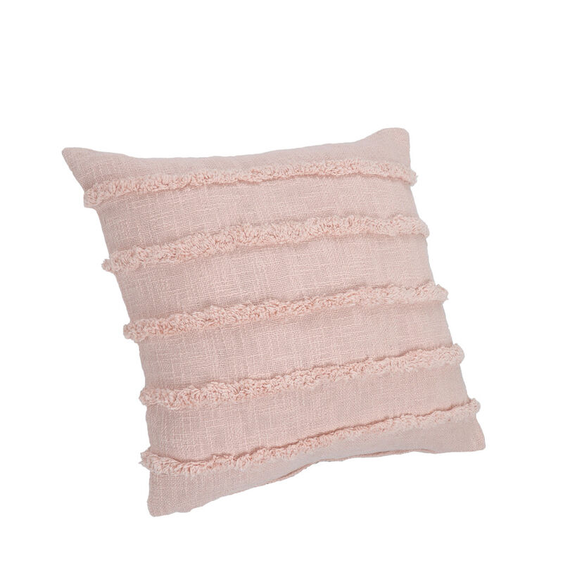 HomeRoots Set of Two Pink Ribbed Cotton Throw Pillows With Fringe image number 2