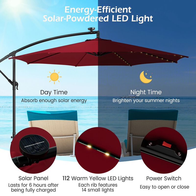 Mondawe 10 Feet Patio Umbrella with 112 Solar-Powered LED Lights