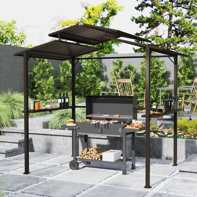 Hivvago Backyard Grill Gazebo 8x5 with Shelves image number 1