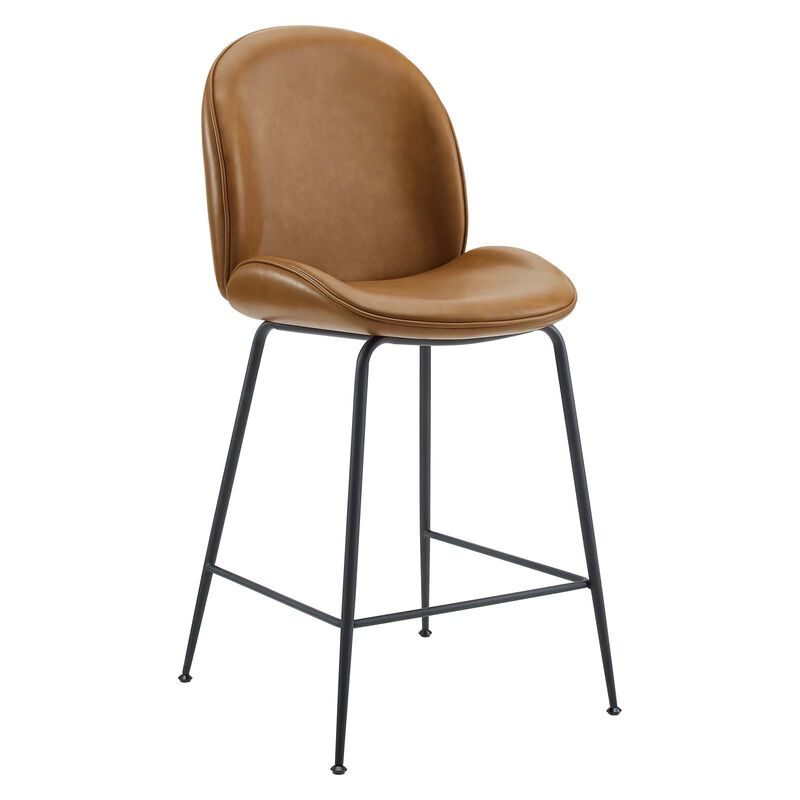 Scoop Black Powder Coated Steel Leg Vegan Leather Counter Stool image number 0