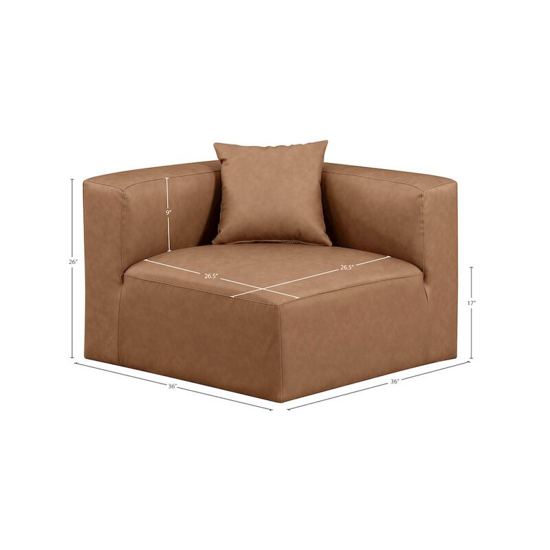 Meridian Furniture Cube Brown Vegan Leather Corner Chair