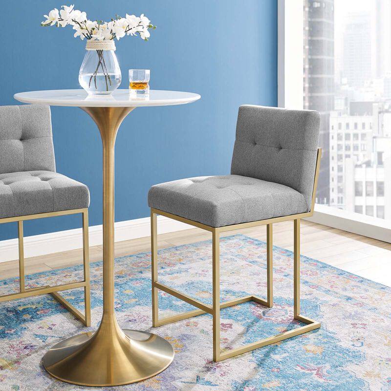 Privy Gold Stainless Steel Upholstered Fabric Counter Stool image number 7
