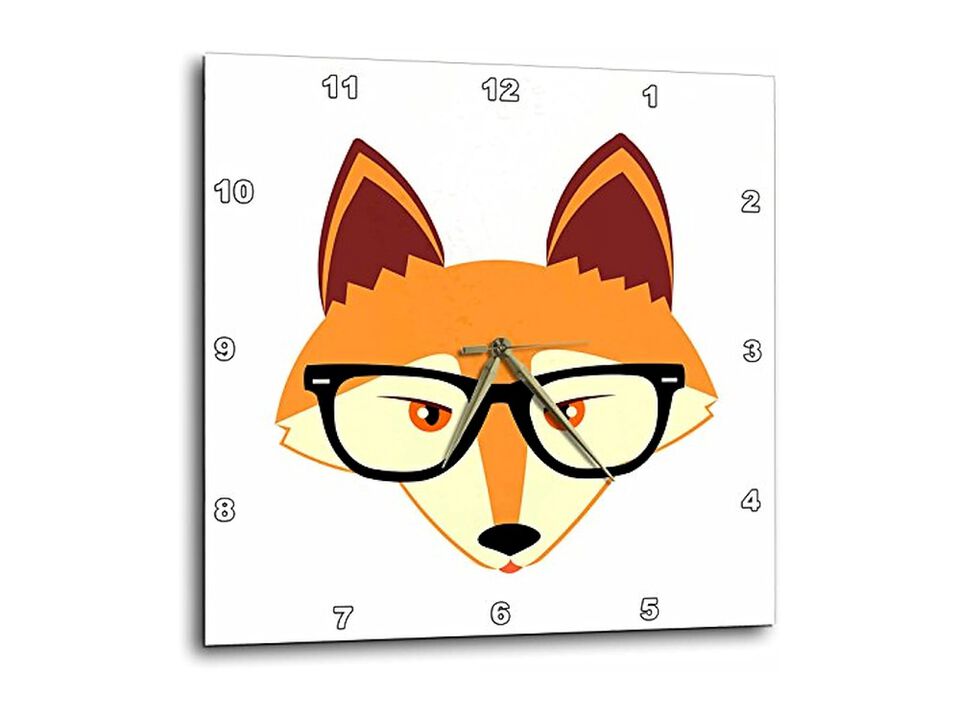 Hipster Red Fox Glasses Wall Clock 10 Inch Home Decor