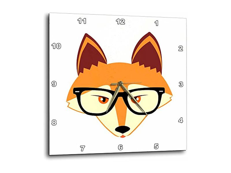 Hipster Red Fox Glasses Wall Clock 10 Inch Home Decor image number 1