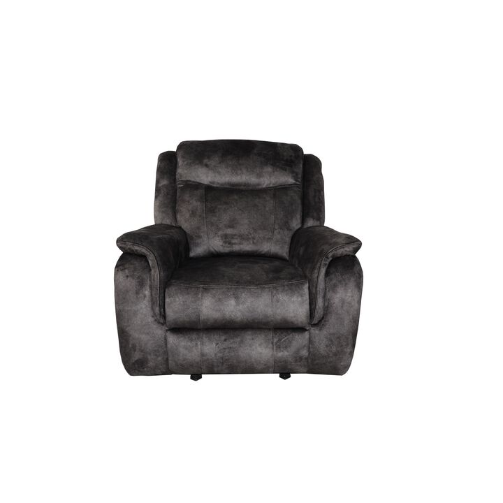 Harbor 38 Inch Power Recliner Chair, Pocket Coils, Gray Faux Suede - Benzara