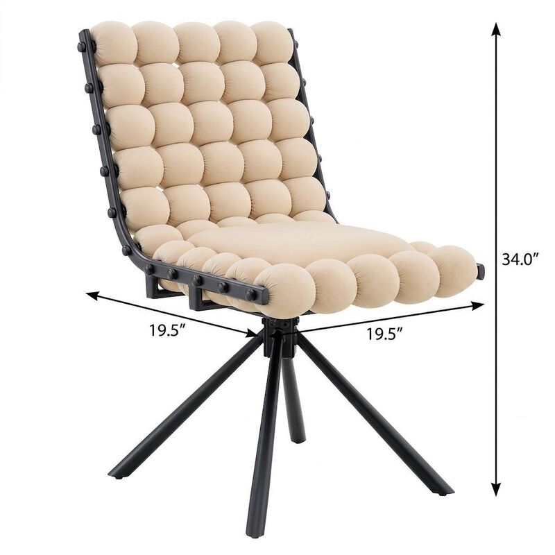 HomeRoots Set of Two Beige and Black Bubble Tufted Microfiber Dining Side Chairs image number 4