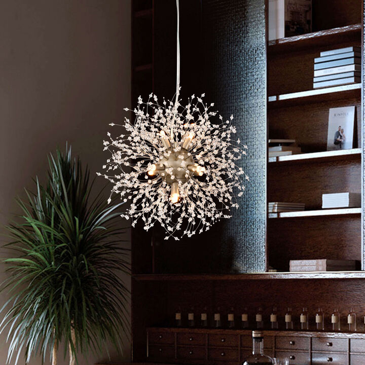Ivy 8-Light Brushed Silver-ish Champagne Beads Firework Chandelier - Brushed Silver-ish Champagne
