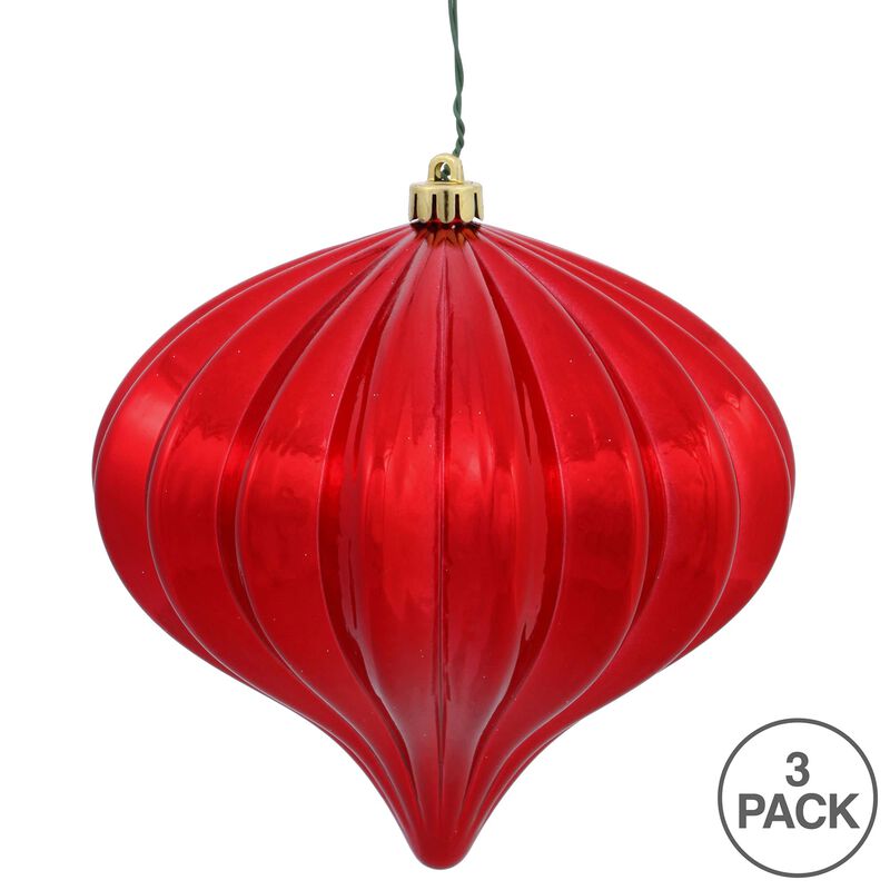 Vickerman 5.7" Red Shiny Onion Christmas Ornament, UV Treated, Set of 3 image number 5