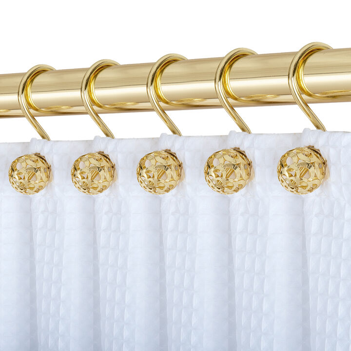 Utopia Alley Rust-Resistant Metal Shower Curtain Hooks with Hollow Ball Design, Shower Hooks Hangers for Bathroom, Kitchen Utensils, Curtains, Clothing, Towels etc - Set of 12