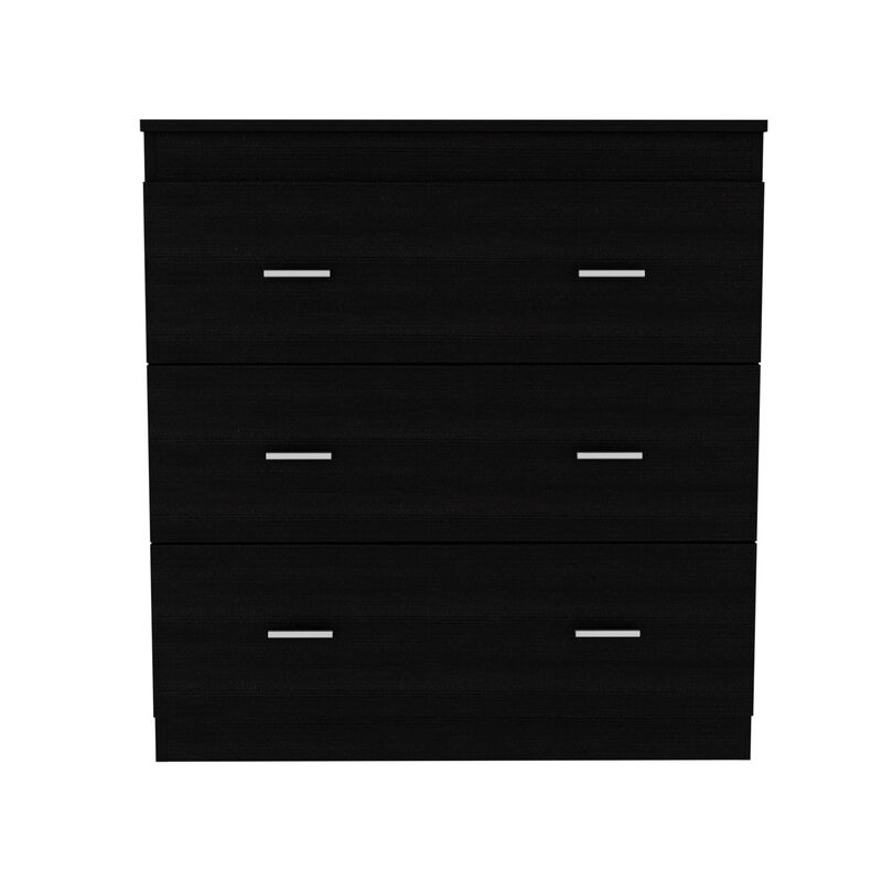 Georgia Three Drawer Dresser, Metal Handles, Superior Top -Black