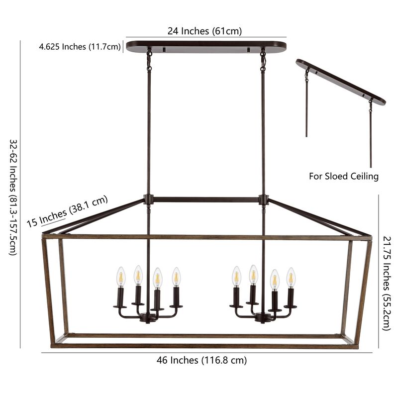 Oriana 8-Light Iron Farmhouse Industrial Lantern LED Pendant