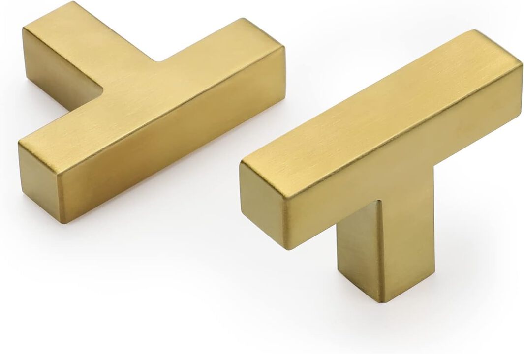 goldenwarm Brushed Brass Cabinet Knobs Gold Bar Knob Kitchen Drawer Handles LSJ12GD Metal Drawer Knobs 2"" Overall Length Bathro