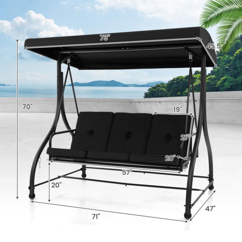Hivvago 3 Seat Outdoor Porch Swing with Adjustable Canopy