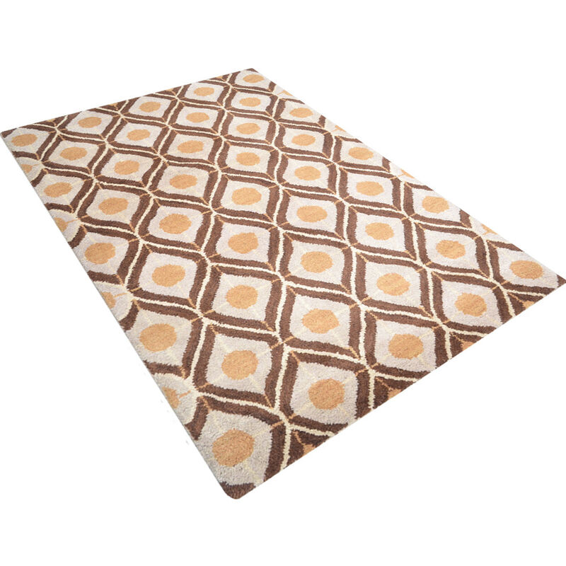 RUGSOTIC CARPETS HAND TUFTED WOOL ECO-FRIENDLY AREA RUGS  - Rectangle Shape, Beige & Brown, Geometric Modern Design, High Pile Handmade Area Rugs for Living Room, Bed Room (K00724) image number 2