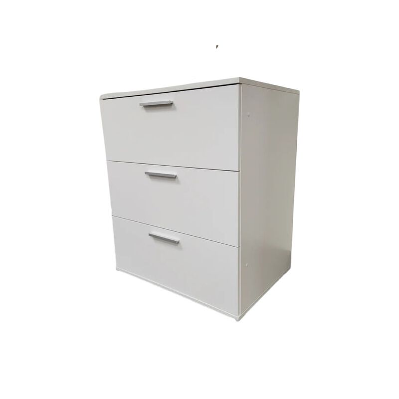 Moru Wide Dresser Chest, 3 Jumbo Drawers, Modular Design, White Wood