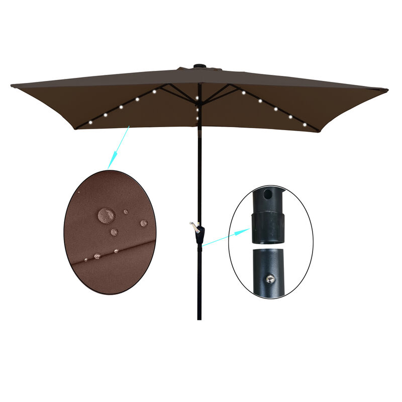 Streamdale Solar Lighted Patio Umbrella with Crank (10' x 6.5')