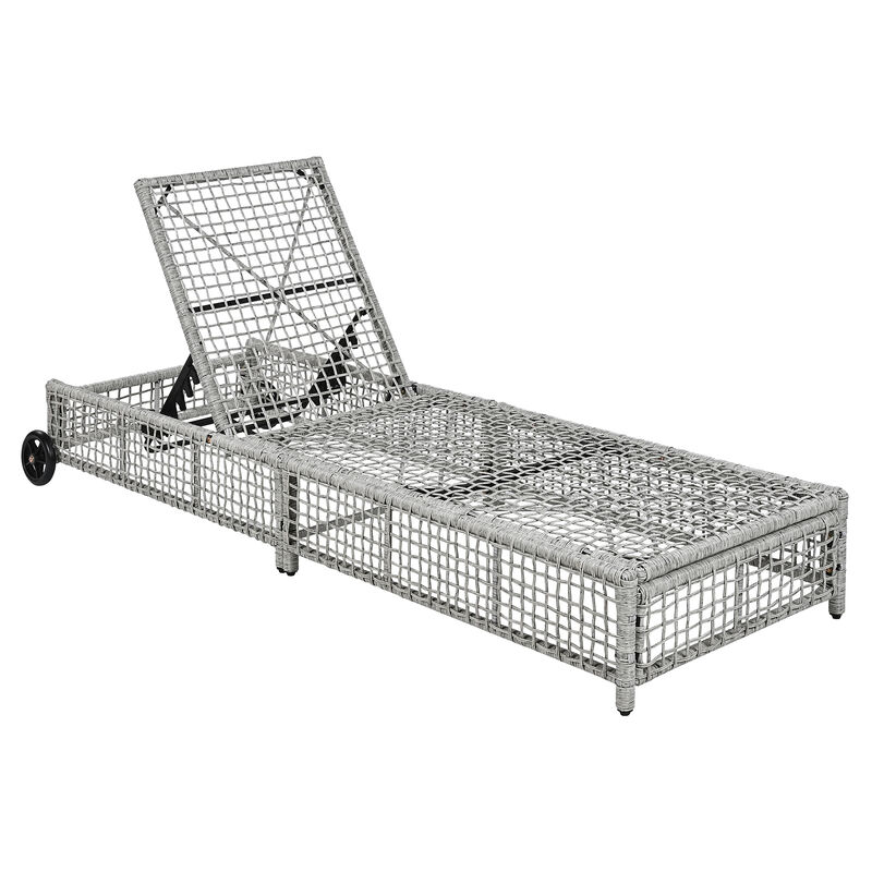 Merax Rattan Outdoor Lounge Chair with Cushion and Wheels for Poolside