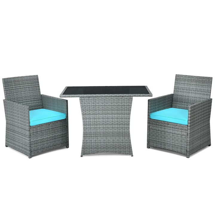 Mondawe 3 Pieces Patio Rattan Furniture Set with Cushioned Armrest Sofa