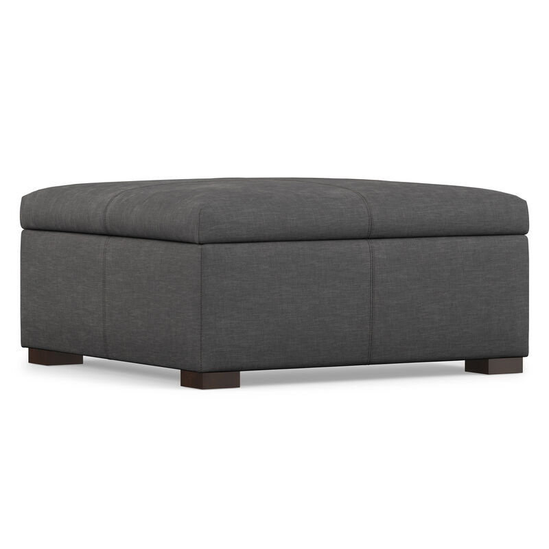 Gabbie 36 inch Wide Contemporary Square Square Coffee&nbsp;Table Storage Ottoman in Slate Grey Polyester Linen, Assembled image number 6