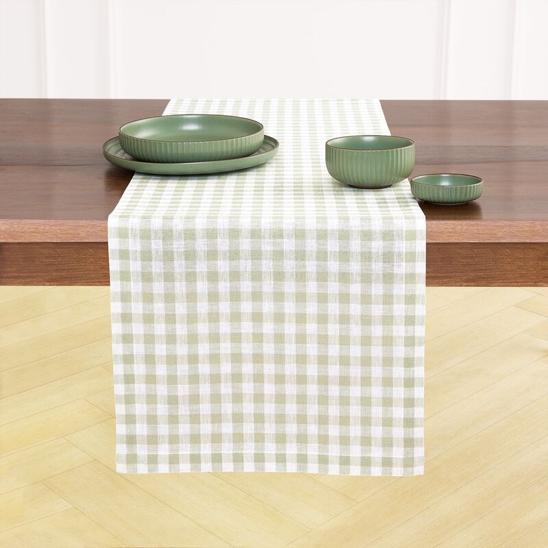 Linen Table Runner - Gingham Check image number 0
