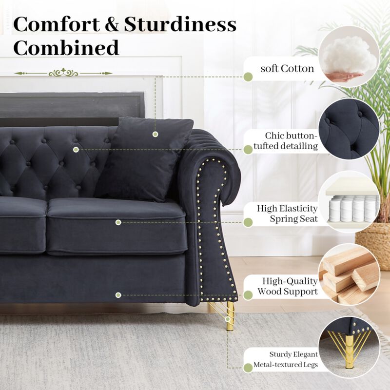 Blust 58.5" Chesterfield Loveseat image number 3