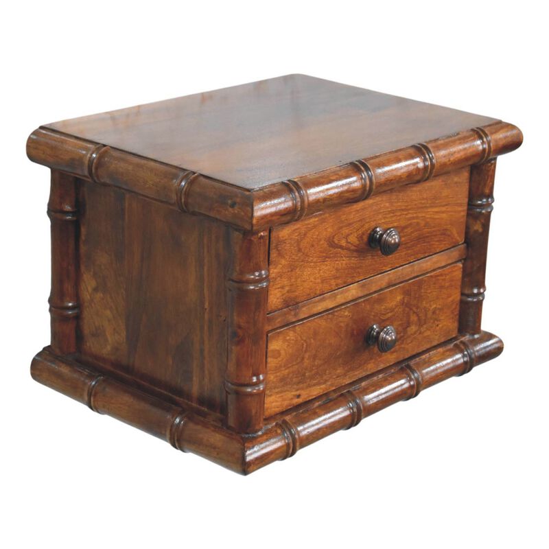 Artisan Furniture Solid Wood Bamboo Two Drawer Wall-Mounted Bedside , Brown image number 7
