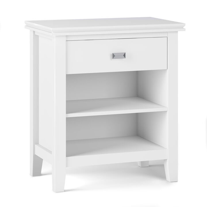 Artisan SOLID WOOD 24 inch Wide Transitional Bedside Nightstand Table in White