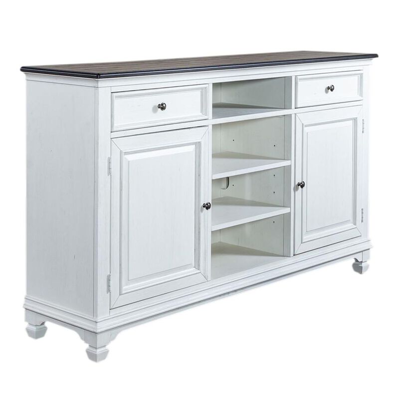 Liberty Furniture Allyson Park 68 Inch Highboy TV Console in Wirebrushed White w/ Charcoal Top image number 0