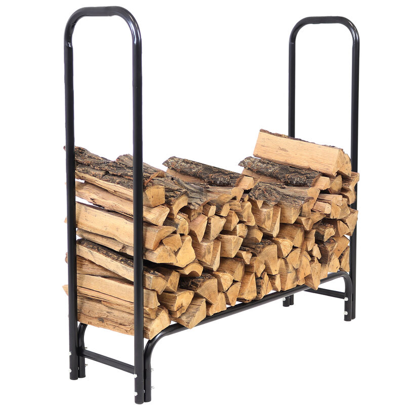 Sunnydaze Steel Indoor/Outdoor Firewood Log Rack - Black