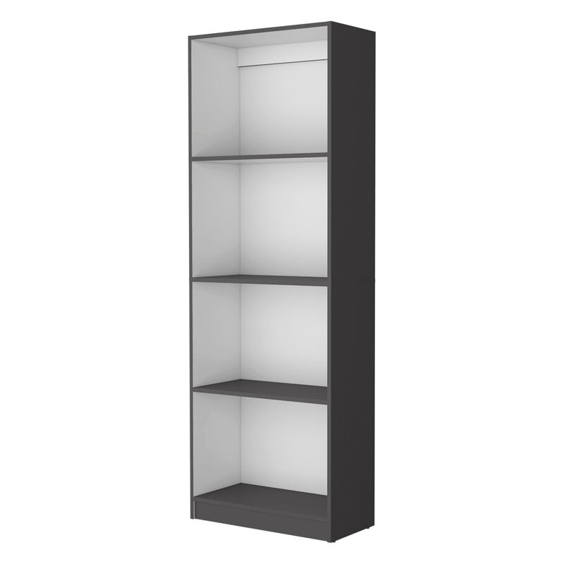 HomeRoots 71" Gray And White Wood Four Tier Bookcase image number 2