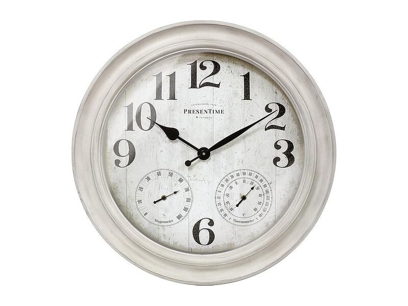 Clifton Farmhouse Thermometer Hygrometer Wall Clock 26 Inch Outdoor White image number 0