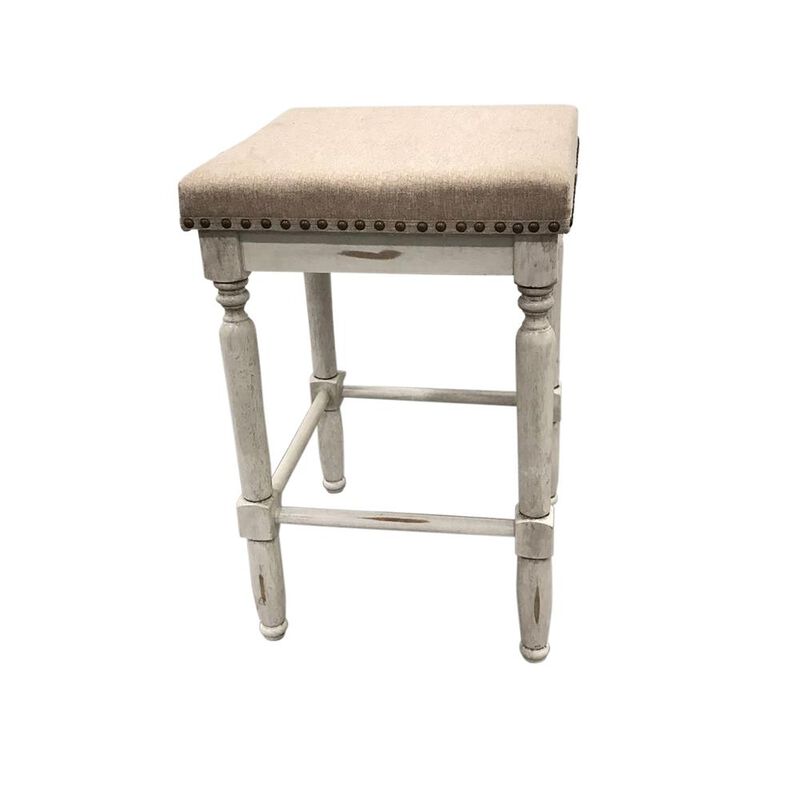 Carolina Living Biltmore Saddle Barstool - Set of 2 - Sand - Beige Upholstery