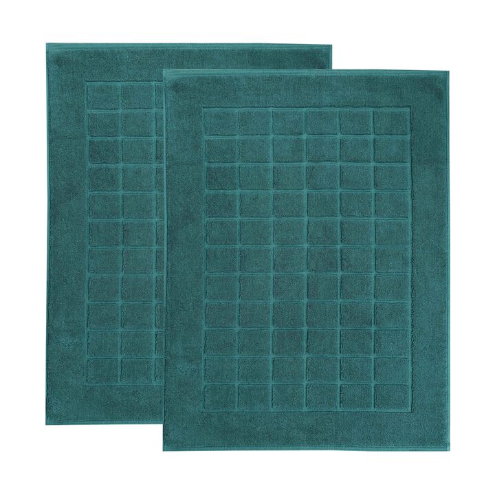 Washable Cotton Checkered Bath Rug Set of 2 for Bathrooms