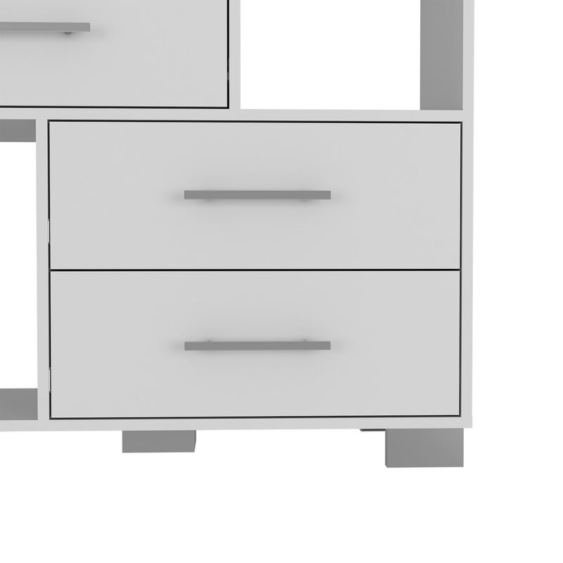 DEPOT E-SHOP Fountain Dresser, Two Open Shelves, Four Drawers, White