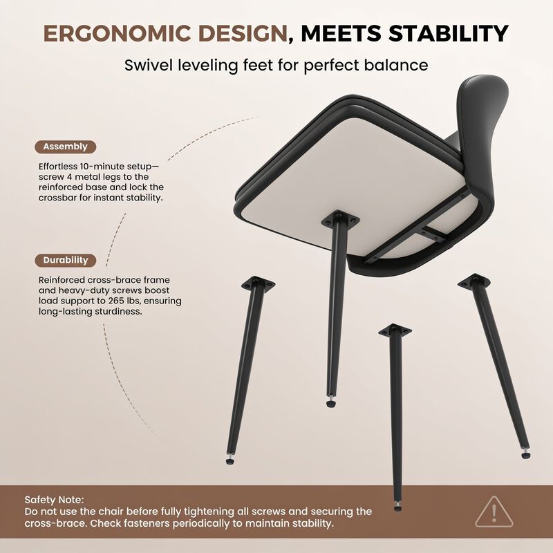 Modern PU Leather Dining Chair Set of 4 image number 3