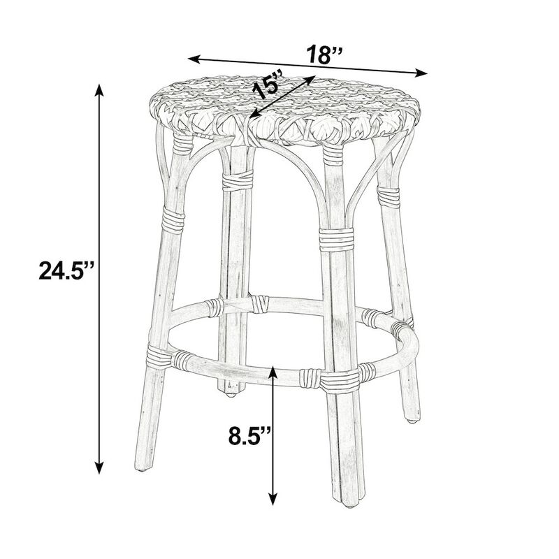 Butler Specialty Ballito 24 in. Seat Height Oval Rattan Counter Stool, Yellow and Brown image number 2
