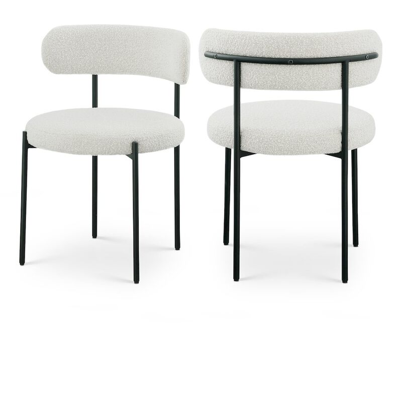 Meridian Furniture Beacon Cream Boucle Fabric Dining Chair, Set of 2