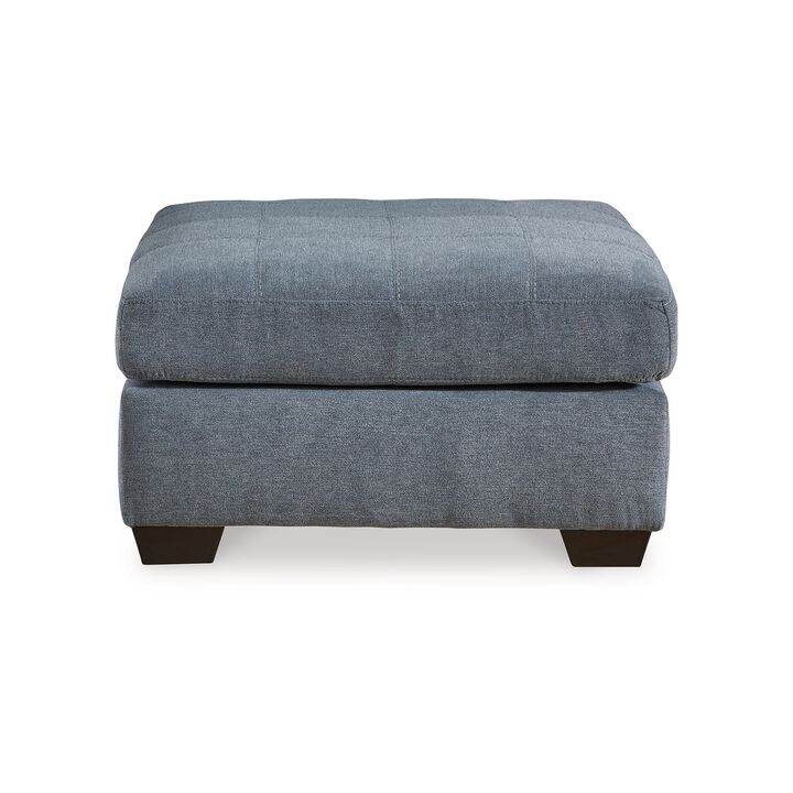 Marlow Oversize Ottoman, Stitch Details, Muted Blue Polyester 36 Inch