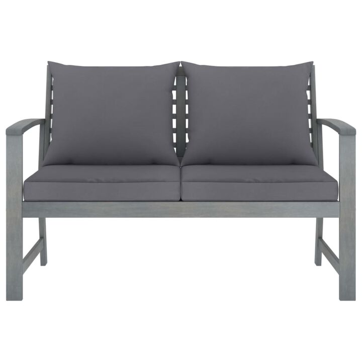 vidaXL Garden Bench 47.2" with Dark Gray Cushion Solid Acacia Wood