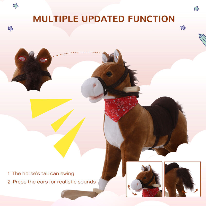 BreeBe Plush Rocking Horse Ride-On Toy for Toddlers image number 4