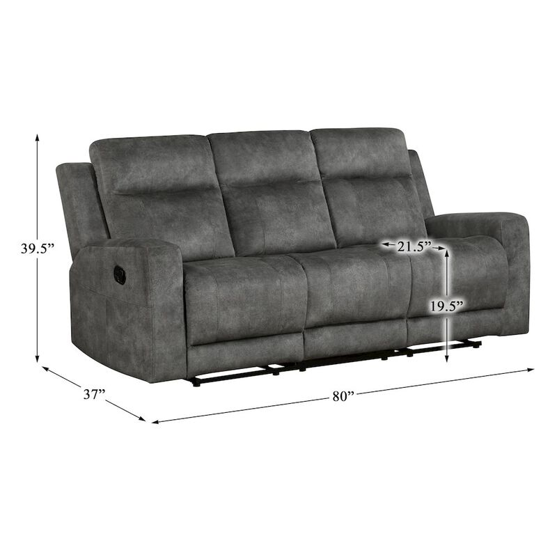 Lexicon Yates Microfiber Double Reclining Sofa In Dark Gray