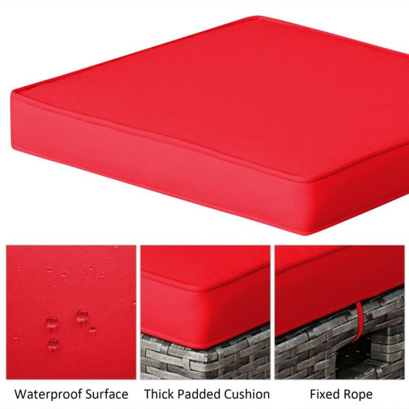 Hivvago 2PCS Patio Rattan Wicker Ottoman Seat with Removable Cushions-Turquoise