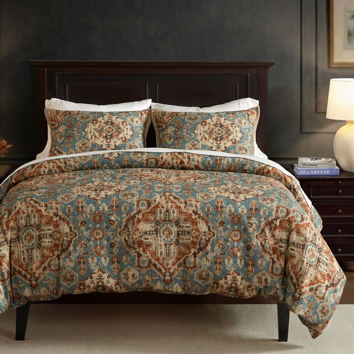 Carmen Kilim Teal King Comforter Set