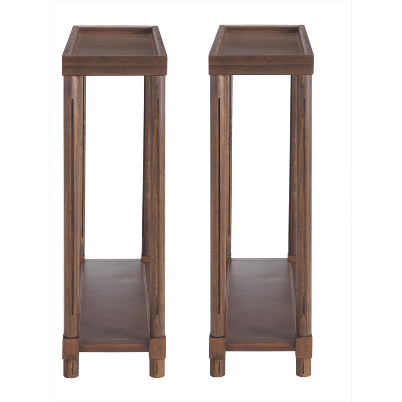 Set of 2 Wood Rectangular End Tables with Shelf, Compact Side Tables for Any Room