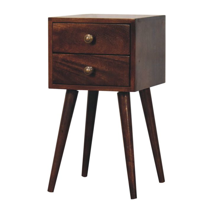 Artisan Furniture Solid Wood Mini 2 Drawer California Walnut Bedside