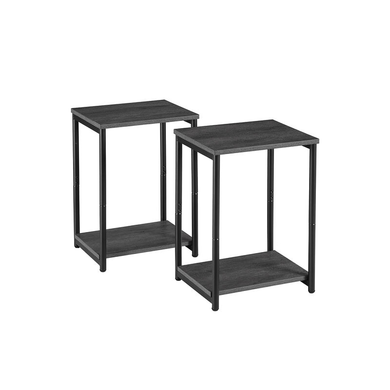 Steel Frame End Tables with Storage Shelf for Living Room and Bedroom- Set of 2
